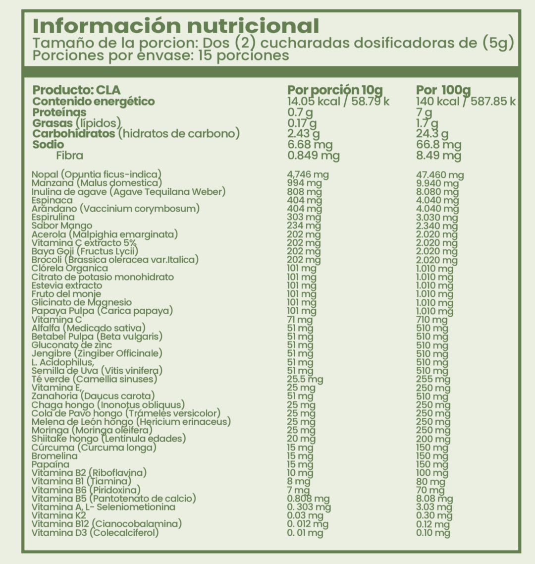TABLA NUTRICIONAL NOUR HARMONY SHER